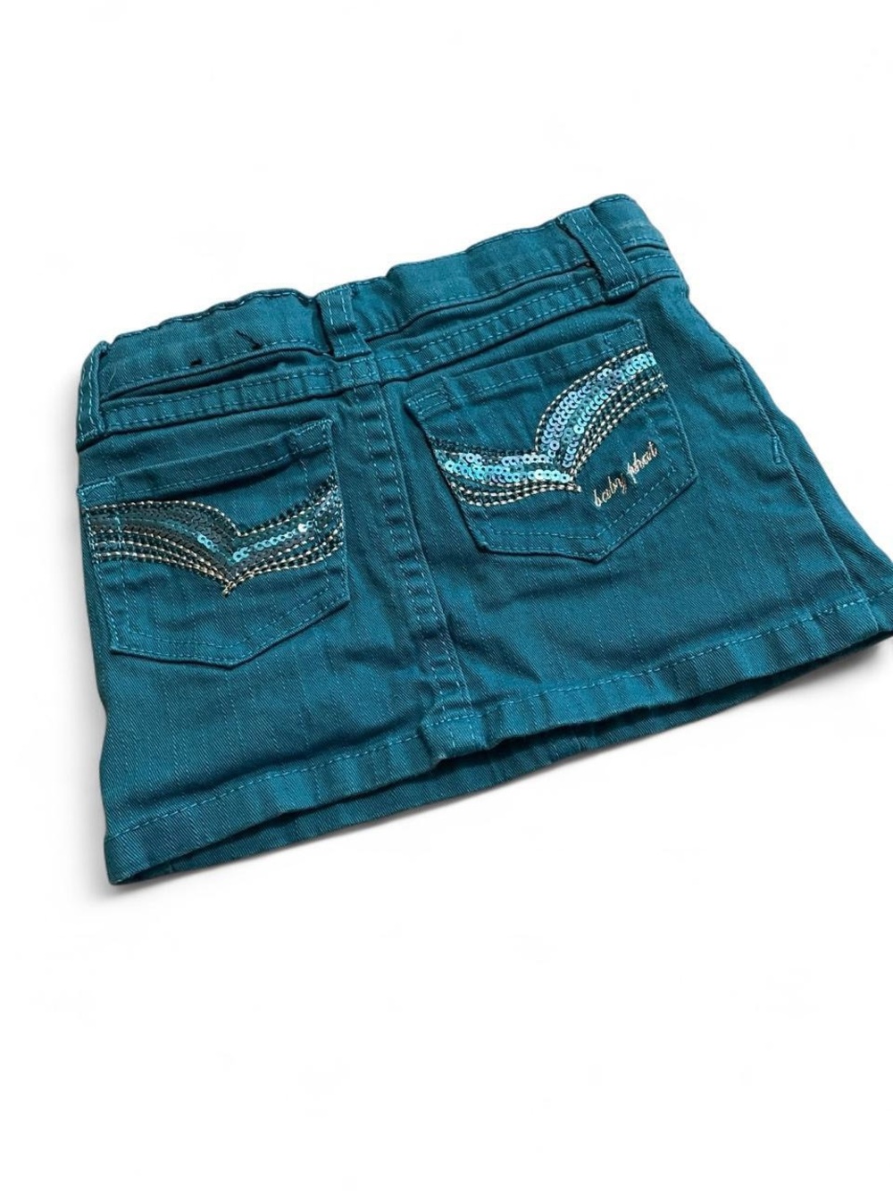 Baby Phat Teal Distressed Denim Skirt for Kids - Picture 5 of 5